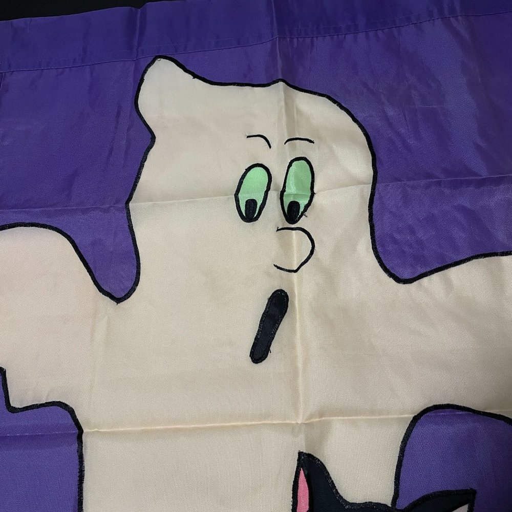 Halloween Garden House Flag Ghost Black Cat Trick or Treat Purple Outdoor 27X38 - Picture 5 of 11